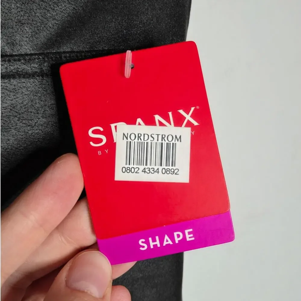 Spanx Black Faux Leather High Rise Shapewear Ankle Leggings NEW Medium